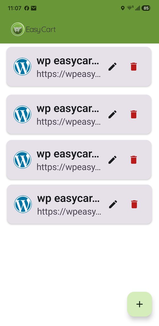 WP EasyCart app store list with several stores